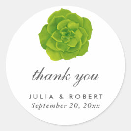 Succulent Minimal Elegante Wedding Vielen Dank Runder Aufkleber