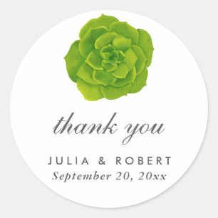 Succulent Minimal Elegante Wedding Vielen Dank Runder Aufkleber
