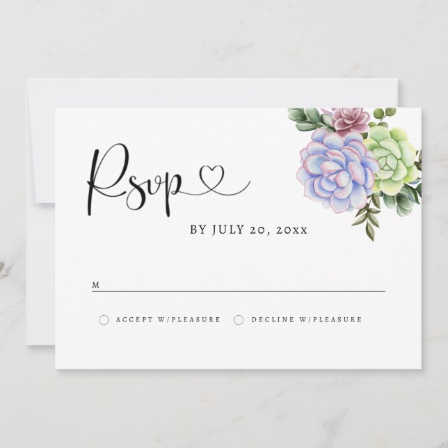 Succulent RSVP Card Save The Date (Vorderseite)