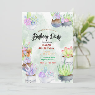 Succulent Soiree: Chic Birthday Einladung