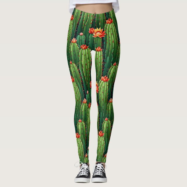 Succulent Style Trendy Cactus Leggings (Vorderseite)
