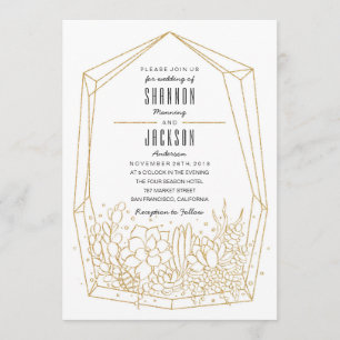 Succulent Terrarium Wedding Einladung
