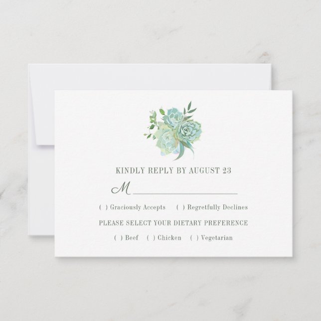 Succulent Theme Wedding RSVP Card (Vorderseite)