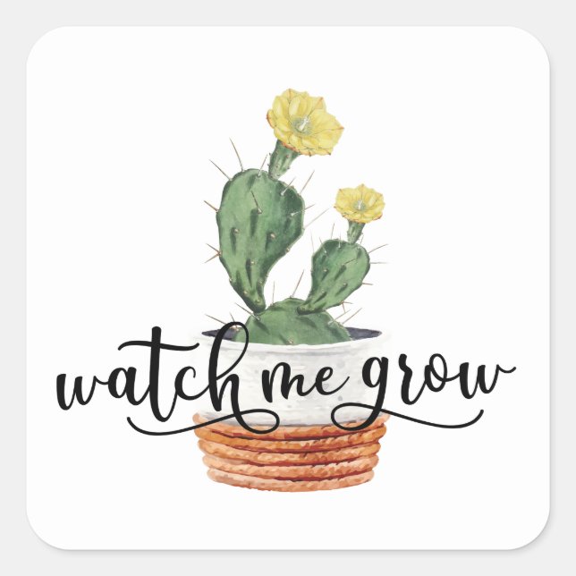 Succulent Watch Me Grow Sticker (Vorderseite)