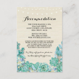 Succulents Accommodation Mint Wedding Cards Begleitkarte