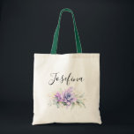Succulents and Gold Greenery Elegante Script Name  Tragetasche<br><div class="desc">Aquarellfarbene Sukkulente und elegante goldene Blätter Grün Totbeutel für jedes Party oder Dusche.</div>