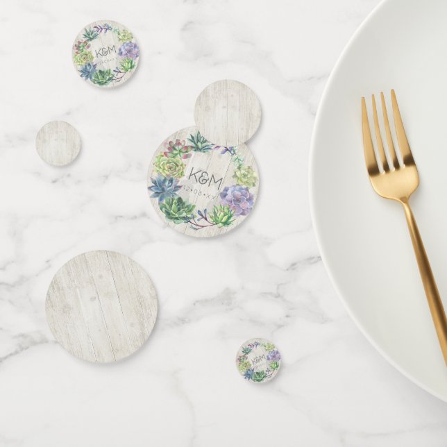 Succulents and Rustic Wood Wedding Wreath ID515 Konfetti (Gruppe)