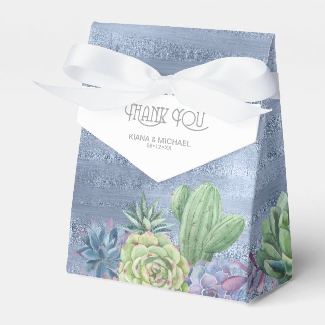 Succulents and Sparkle Wedding Blue ID515 Geschenkschachtel (Vorderseite)