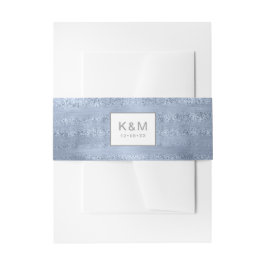 Succulents and Sparkle Wedding Dusty Blue ID515 Einladungsbanderole