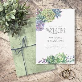 Succulents and Sparkle Wedding Green ID515 Einladung