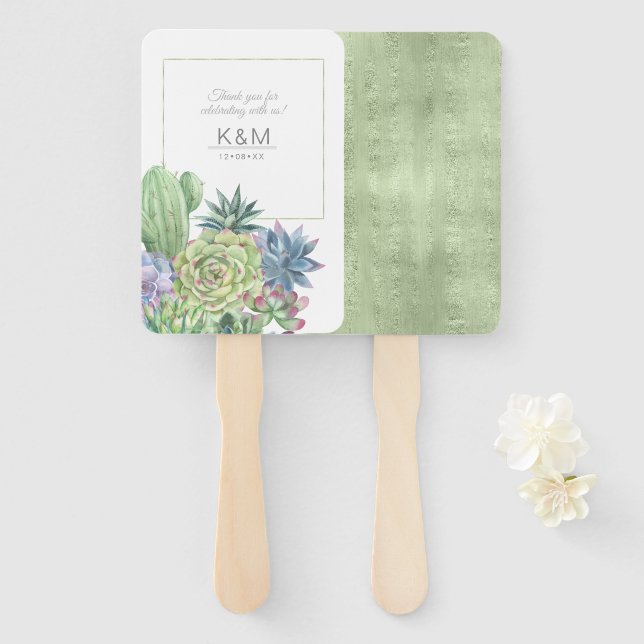 Succulents and Sparkle Wedding Green ID515 Fächer (Vorne und Hinten)