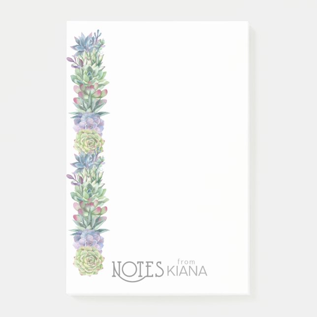 Succulents and Sparkle Wedding ID515 Post-it Klebezettel (Vorderseite)