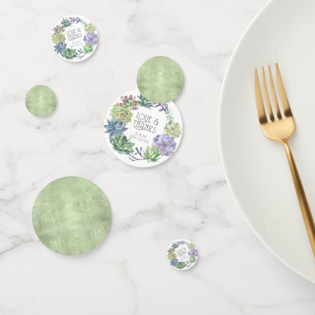 Succulents and Sparkle Wedding Wreath Green ID515 Konfetti (Gruppe)