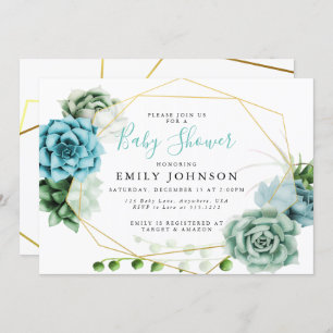 Succulents Baby Dusche Einladung