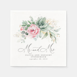 Succulents Blume Hochzeit von Gold und Rosa Serviette