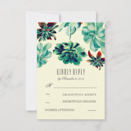 Succulents Bouquet Aquamarine Wedding RSVP Cards Karte