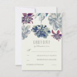 Succulents Bouquet Wedding RSVP Cards Karte