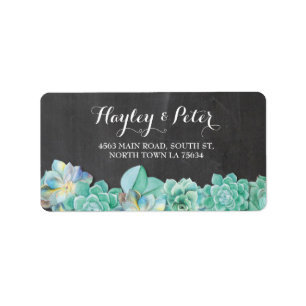 Succulents Cream Elegante Chalk Address Labels Adressaufkleber