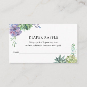 Succulents Diaper Raffle Ticket für Babydusche Begleitkarte