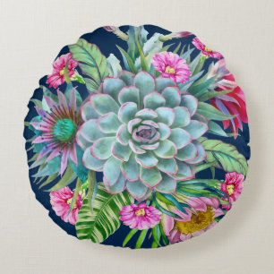 Succulents Echeveria Cactus Blume Pattern Rundes Kissen