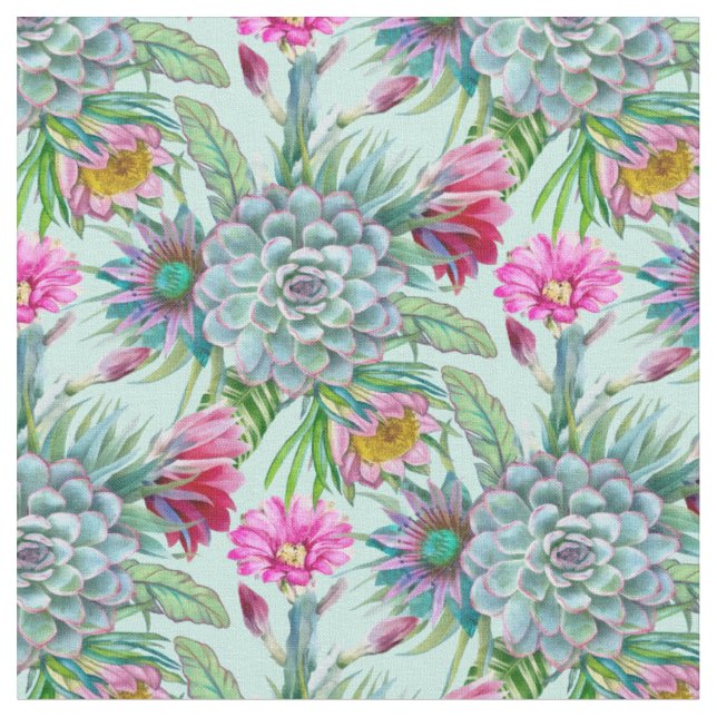 Succulents Echeveria Cactus Blume Pattern Stoff (Nahaufnahme)