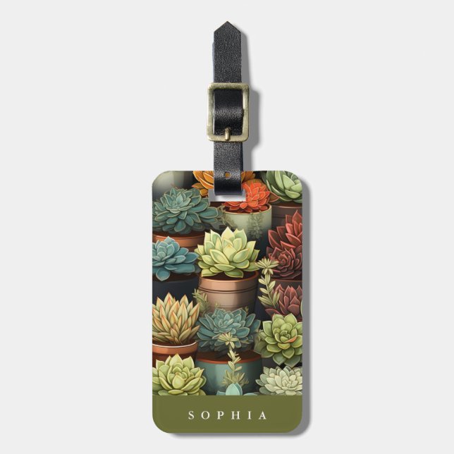Succulents Gepäckmarke Gepäckanhänger (Vorderseite vertikal)