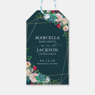 Succulents & Gold Chic Wedding Geschenkanhänger