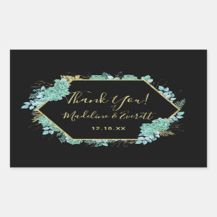 Succulents Gold Frame jede Farbensehen Vielen Dank Rechteckiger Aufkleber