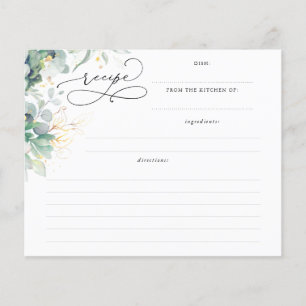 Succulents Gold Greenery Brautparty Rezept Card