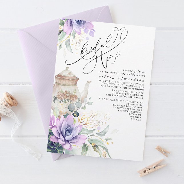 Succulents Gold Greenery Brautparty Tea Party I Einladung (Von Creator hochgeladen)