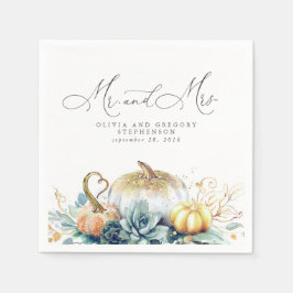 Succulents Gold Pumpkins Hochzeit im Herbst Serviette