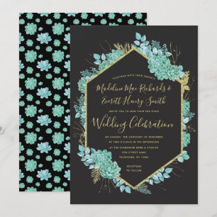 Succulents Gold Rahmen für jede Farbhochzeit Einla Einladung