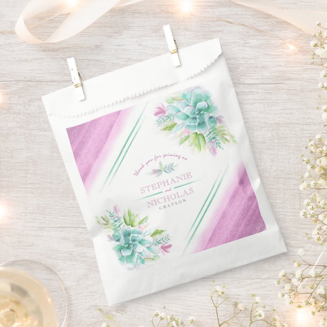 Succulents green rosa Aquarellfarben Custom Hochze Geschenktütchen (Ausgeschnitten)