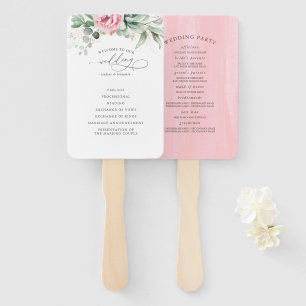 Succulents Green Wedding Program Hand Fan Fächer