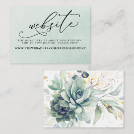 Succulents Green Wedding Website Card Visitenkarte