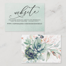 Succulents Green Wedding Website Card Visitenkarte