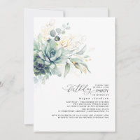 Succulents Greenerge Gold Blätter Boho Birthday