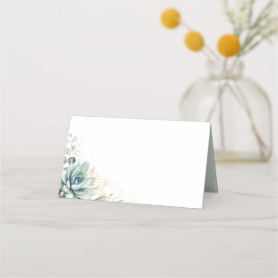 Succulents Greenerge Gold Blätter Hochzeit Platzka Platzkarte