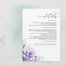 Succulents Greenerge Gold Blätter Hochzeitsszenier Begleitkarte