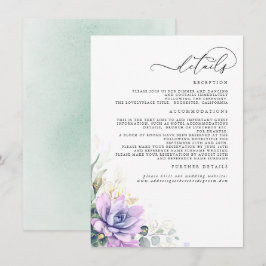 Succulents Greenerge Gold Blätter Wedding Details  Begleitkarte