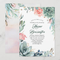Succulents Greenerity and Pink Rose Birthday Party