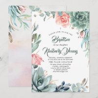 Succulents Greenerity and Pink Rose Girl Baptism
