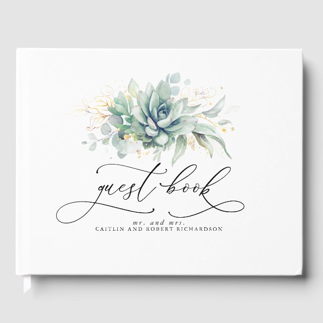 Succulents Greenerity Wedding Gästebuch (Vorderseite)