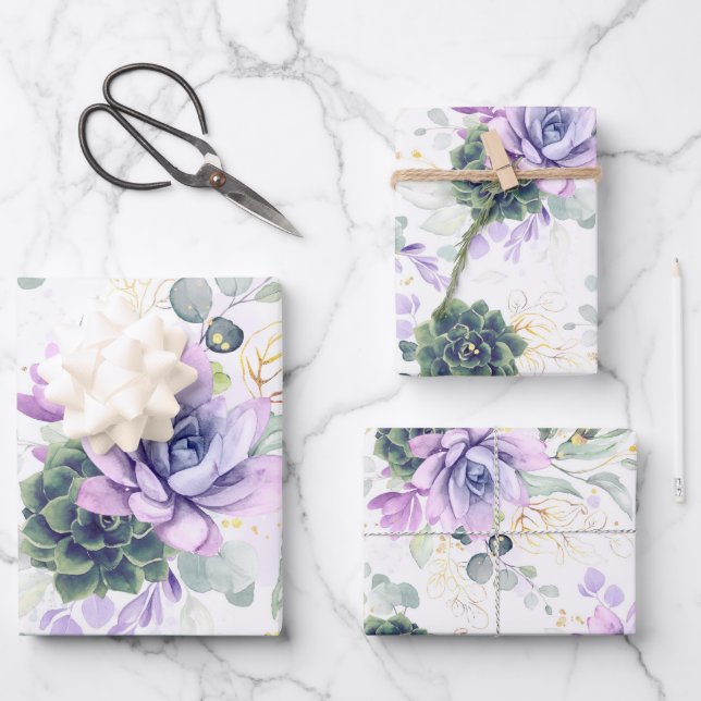 Succulents Greenery and Gold Eukalyptus Blätter (Vorderseite)