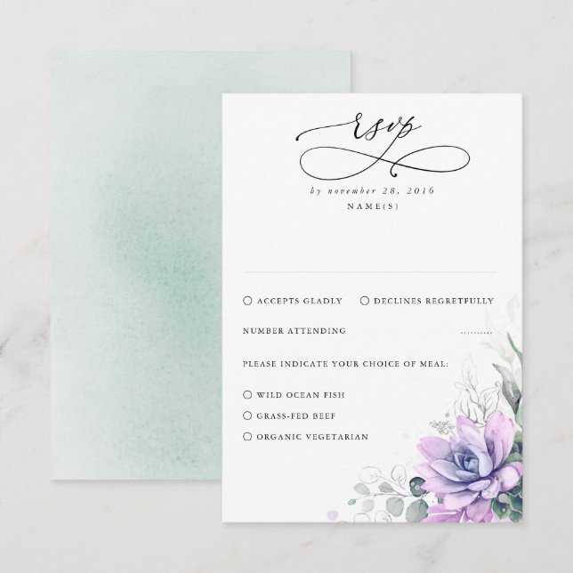 Succulents Greenery and Gold Wedding RSVP (Vorne/Hinten)