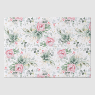 Succulents Greenery and Pink Blume Botanical Seidenpapier