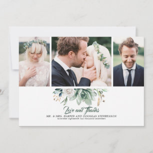 Succulents Greenery and White Rose Wedding Fotos Dankeskarte