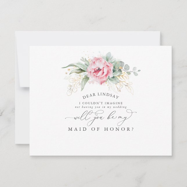 Succulents Greenery Blätter Bridesmaid Vorschlag Einladung (Vorderseite)