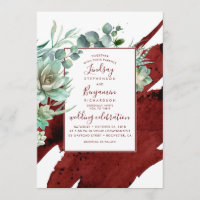 Succulents Greenery Burgundy Red Modern Wedding