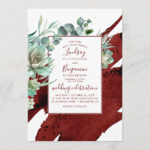 Succulents Greenery Burgundy Red Modern Wedding